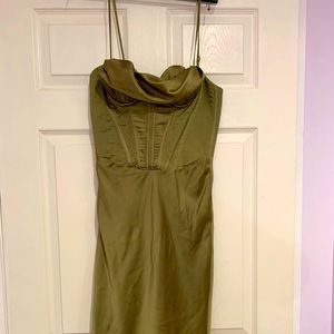 House of CB Myrna olive corset slip dress